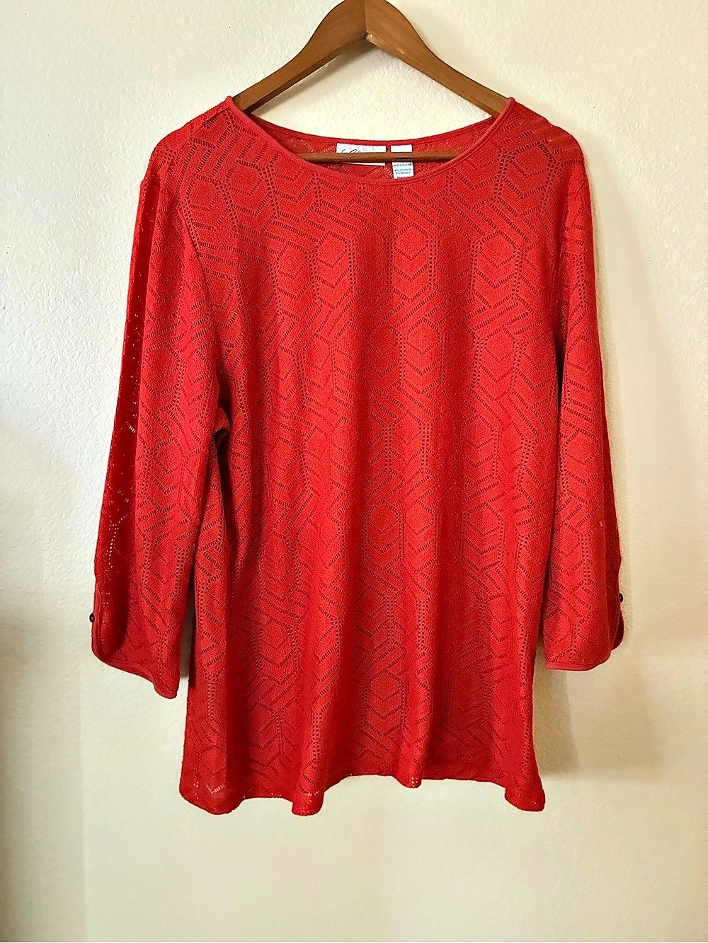 Cali and York Red Geometric Lace Tunic